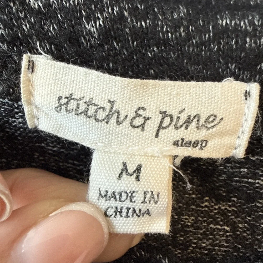 Stitch & Pine Sleep Henley Cropped Buttery Soft Black Top M Lounge‎ Sleepwear